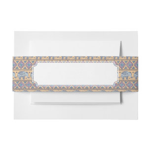 Blue Ethnic Elephant Tribal Pattern Invitation Belly Band