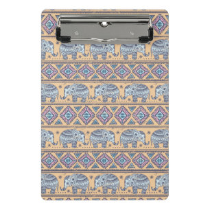 Blue Ethnic Elephant Tribal Pattern Mini Clipboard