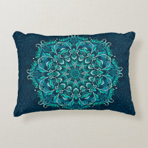 Blue ethnic mandala. Raster copy Decorative Cushion