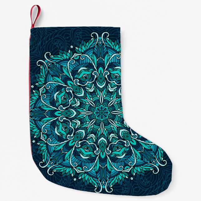 Blue ethnic mandala. Raster copy Small Christmas Stocking (Front)