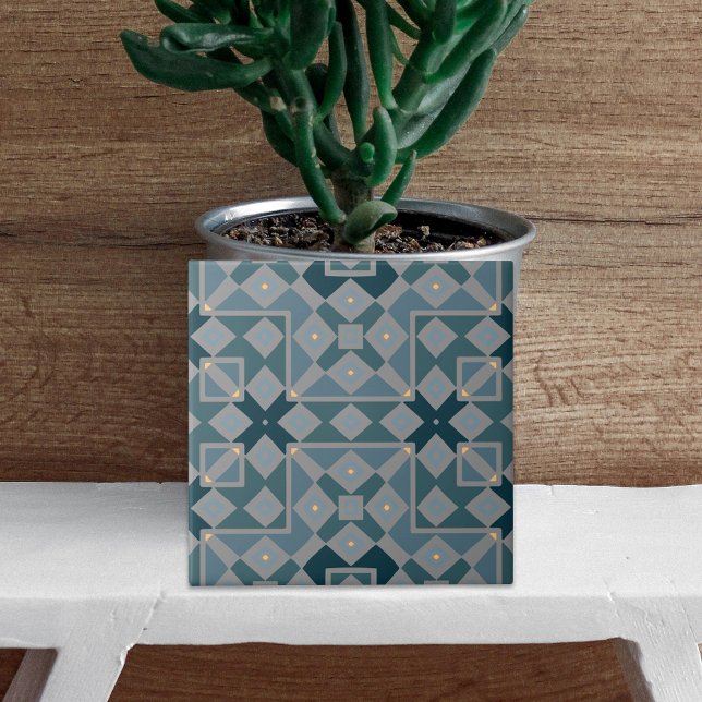 Blue Ethnic Patchwork Mosaic Geometric Pattern Tile (Creator Uploaded)