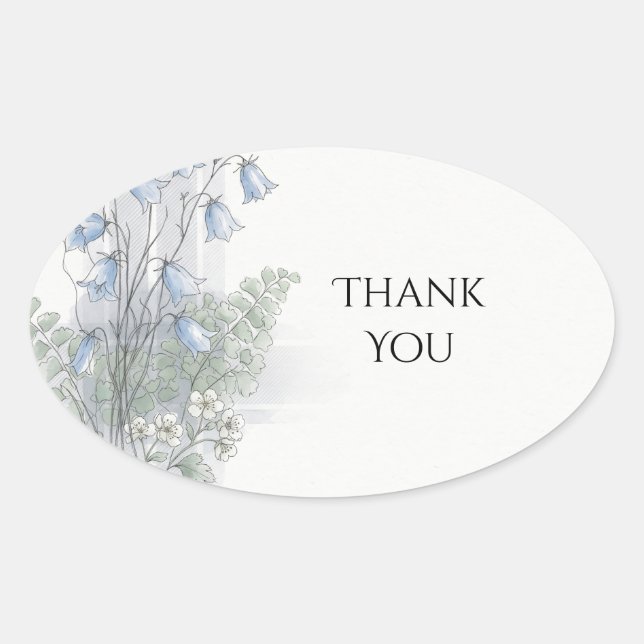 Blue Eucalyptus Botanical Wedding Thank You Sticke Oval Sticker (Front)
