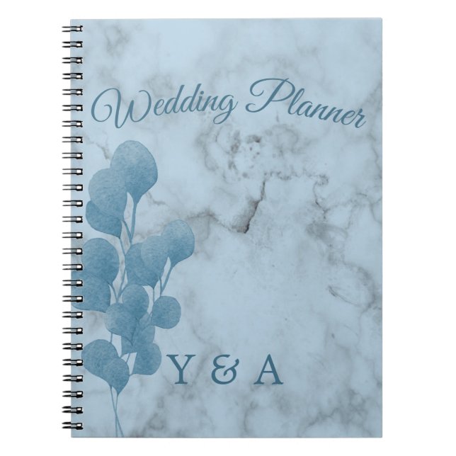 Blue Eucalyptus Foliage Modern Wedding Notebook (Front)