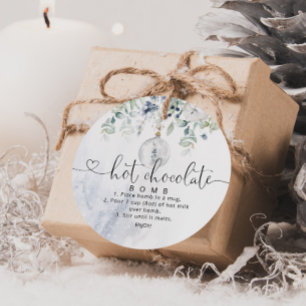 Blue eucalyptus hot chocolate bomb favour tags