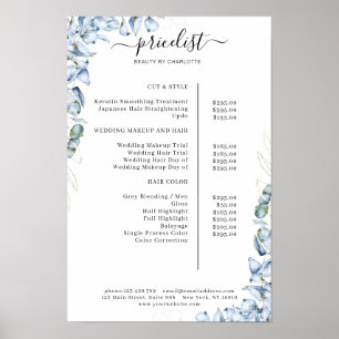 Blue Eucalyptus Salon Price List Poster