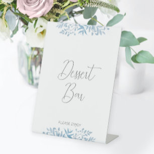 Blue Eucalyptus Wedding Dessert Bar Pedestal Sign