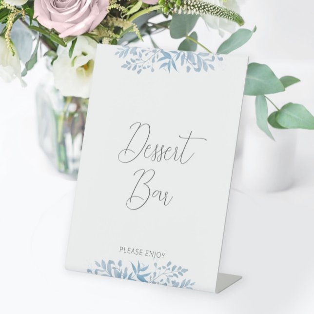Blue Eucalyptus Wedding Dessert Bar Pedestal Sign (Creator Uploaded)