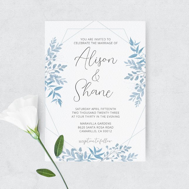 Blue Eucalyptus Wedding Invitation (Creator Uploaded)