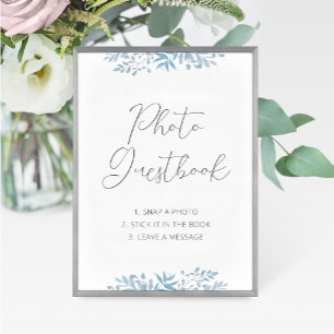 Blue Eucalyptus Wedding Photo Guestbook Sign
