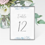 Blue Eucalyptus Wedding Table Number Card<br><div class="desc">Elegant, boho wedding table number card features dusty blue eucalyptus leaves and romantic script font. Create as many table numbers as you need by changing the "12" to your desired number and add 1 item to your cart. Repeat for as many table numbers needed with the easy to edit template....</div>