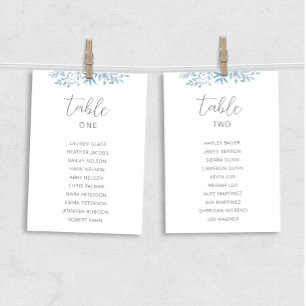 Blue Eucalyptus Wedding Table Seating Chart Cards