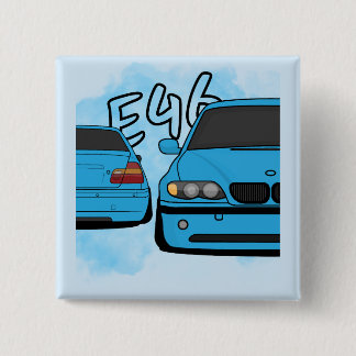 Blue European Sports Sedan Cartoon Car Enthusiast 15 Cm Square Badge