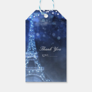 Blue Evening Enchanted Night in Paris Eiffel Tower Gift Tags