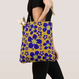 Blue Evening Primrose design tote bag