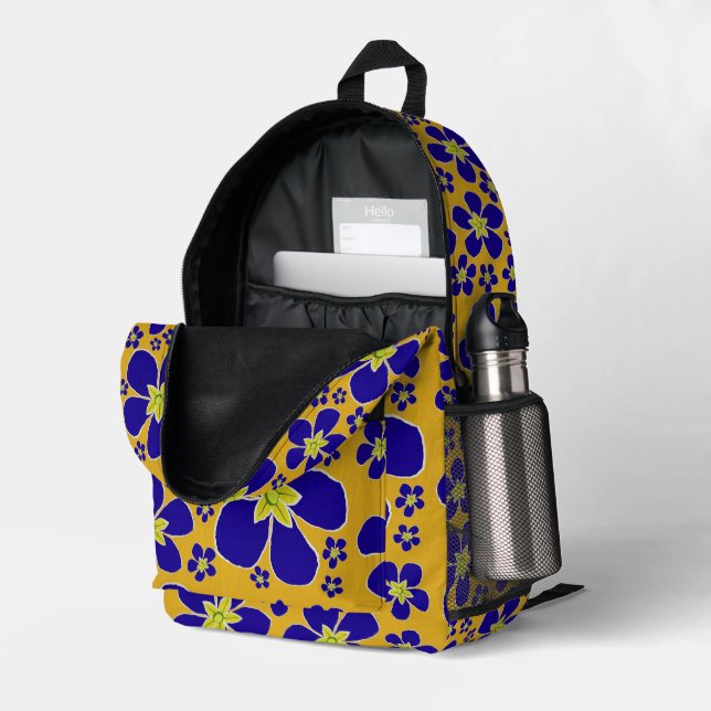 Blue Evening Primrose Print Cut Sew Backpack (Back Corner Right (Open))