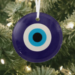 Blue Evil Eye glass Christmas ornament<br><div class="desc">Blue Evil Eye glass Christmas ornament. Blue Mati Greek / Turkish talisman symbol for protection and good luck.</div>
