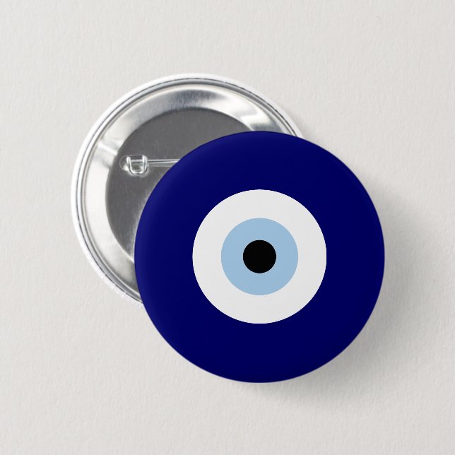 Blue Evil Eye Good luck & Protection Symbol 6 Cm Round Badge (Front & Back)