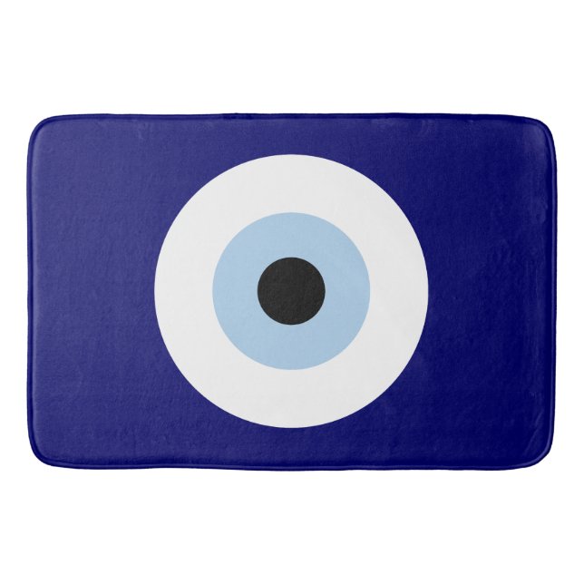 Blue Evil Eye Good luck & Protection Symbol Bath Mat (Front)