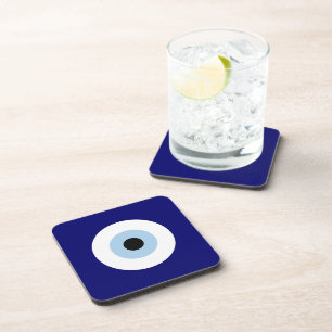 Blue Evil Eye Good luck & Protection Symbol Coaster