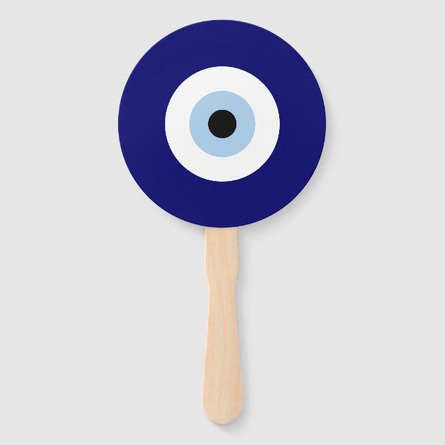 Blue Evil Eye Good luck & Protection Symbol Hand Fan (Front)
