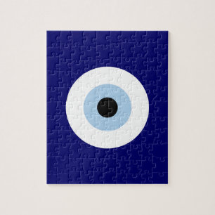 Blue Evil Eye Good luck & Protection Symbol Jigsaw Puzzle