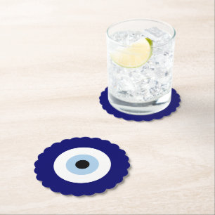 Blue Evil Eye Good luck & Protection Symbol Paper Coaster