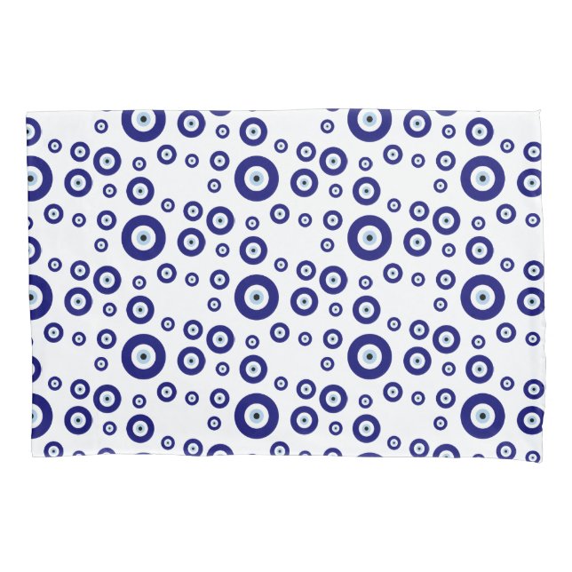 Blue Evil Eye Good luck & Protection Symbol Pillowcase (Front)