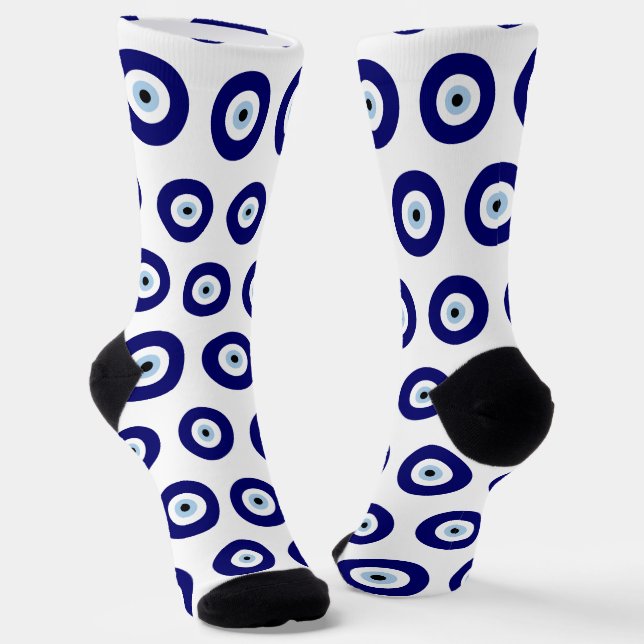 Blue Evil Eye Good luck & Protection Symbol Socks (Angled)