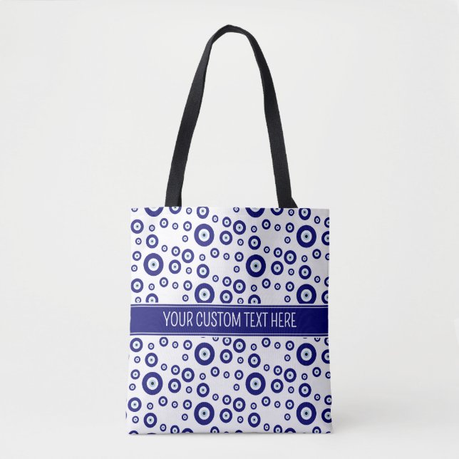 Blue Evil Eye Good luck & Protection Symbol Tote Bag (Front)