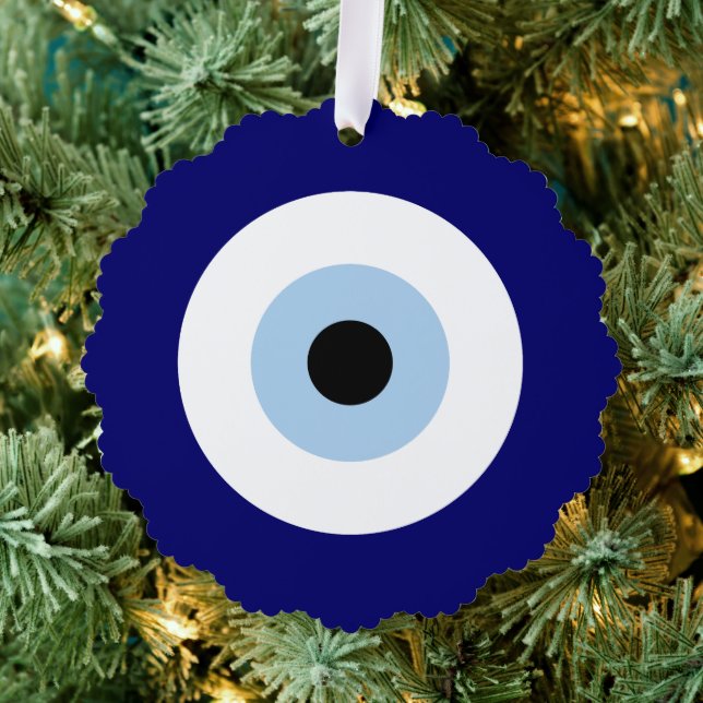 Blue Evil Eye Good luck & Protection Symbol Tree Decoration Card (Insitu (Tree))