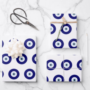 Blue Evil Eye Good luck & Protection Symbol Wrapping Paper Sheet