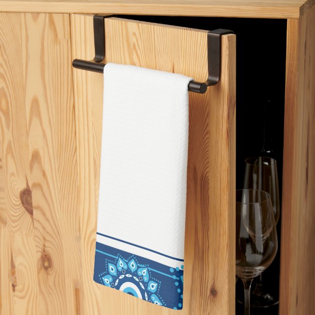 Blue Evil Eye Hand Kitchen Towels (Thirds Fold)