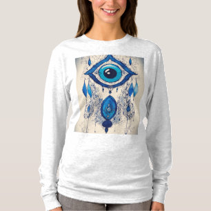 Blue Evil Eye Ink Illustration – Protective Symbol T-Shirt