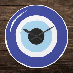 Blue Evil Eye Protection Large Clock