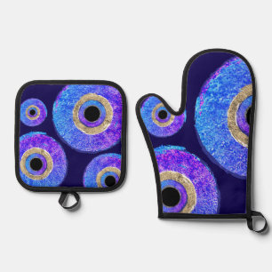 Blue Evil eye protection Oven Mitt & Pot Holder Set
