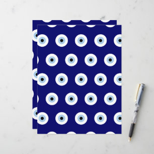 Blue Evil Eye Protection Symbol Scrap Book Paper