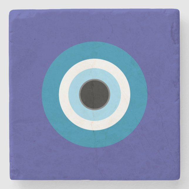 Blue Evil Eye Stone Coaster (Front)