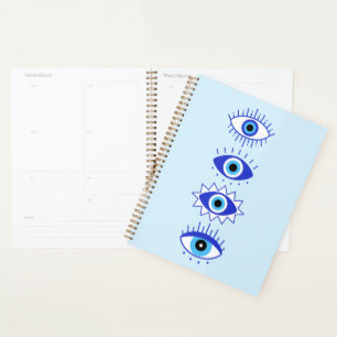 Blue Evil Eyes Energy Meditation Hamsa  Mystical  Planner
