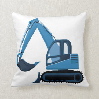 Blue Excavator Pillow