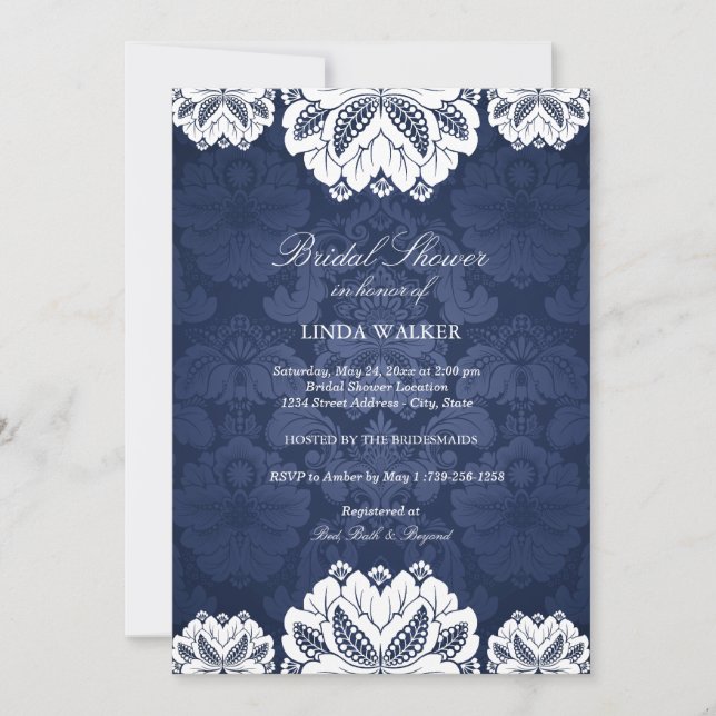 Blue Exotic flower | Bridal Shower Invitation (Front)