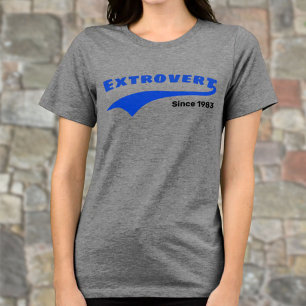 Blue Extrovert Typography Swoosh Custom Date Tri-Blend Shirt