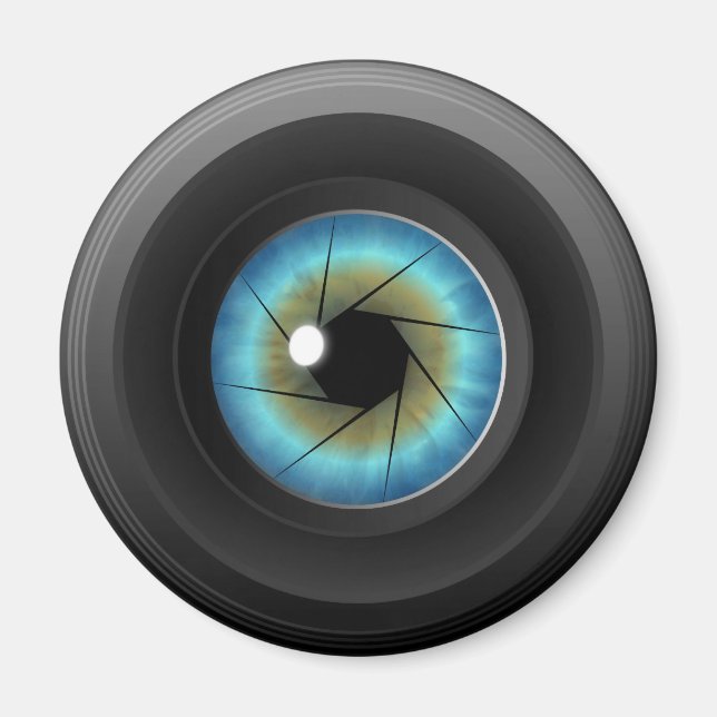 Blue Eye Camera Lens Custom Fridge Magnet (Front)