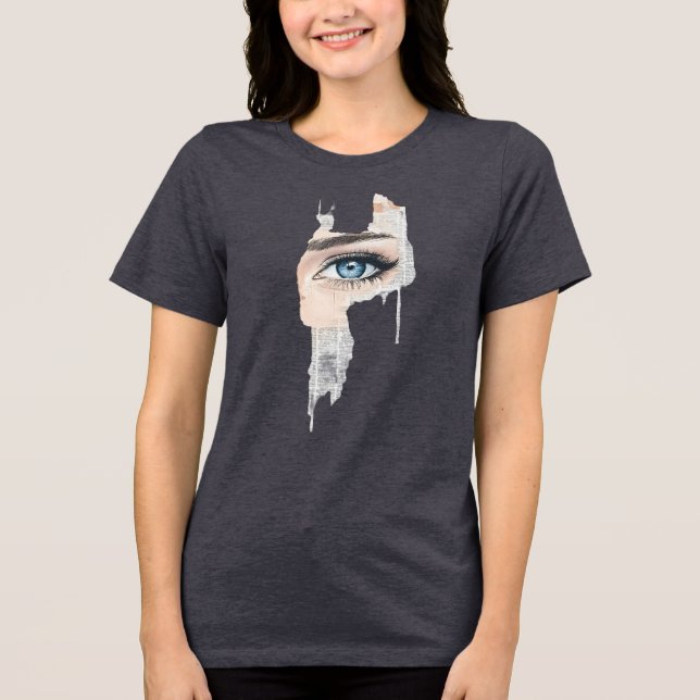 Blue Eye Collage Abstract Artwork Tri-Blend Shirt (Front)
