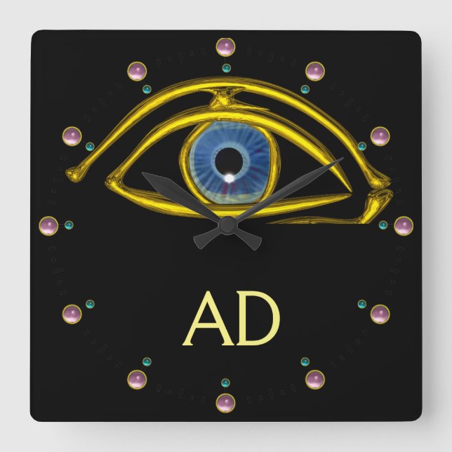 BLUE EYE Doctor,Ophthalmic,Oculist Symbol,Black Square Wall Clock (Front)