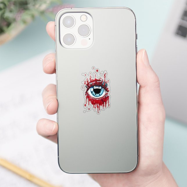 Blue Eye Dripping Blood horror art (Phone)