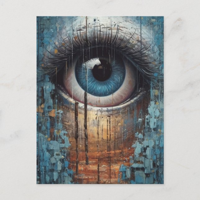 Blue Eye Grunge Postcard (Front)