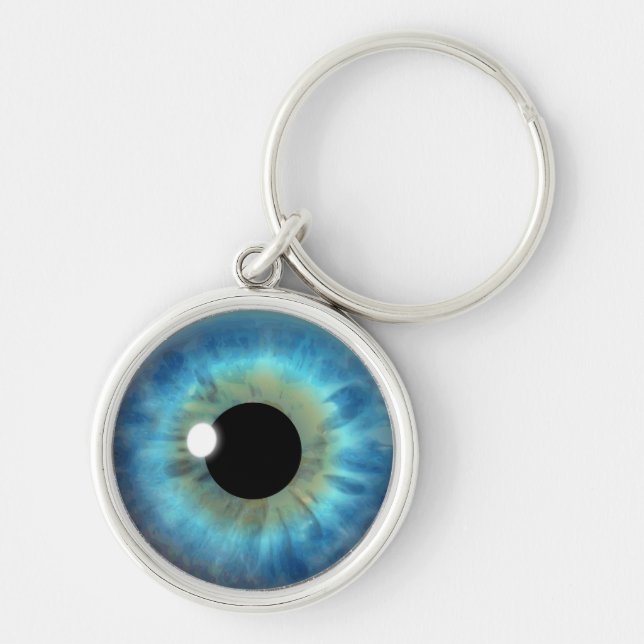 Blue Eye Iris Eyeball Cool Custom Round Keychains (Front)