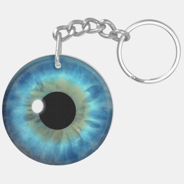 Blue Eye Iris Round Double Sided Acrylic Keychain (Back Left)