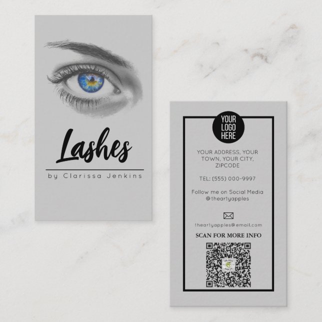 blue eye Lashes Eyelash Extensions makeup Business Card (Front/Back)