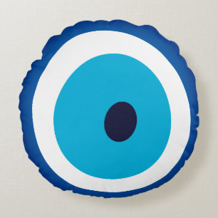 Blue Eye Lucky Charm Round Cushion